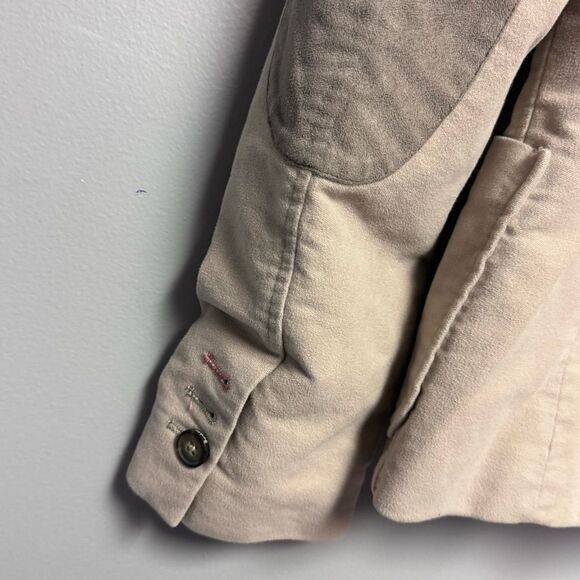 Boden Women’s camel tan Blazer jacket size 6 US elbow patches velvet like - Picture 5 of 7